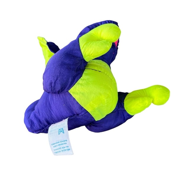 Vintage Fisher-Price Puffalump Dino Roar Plush Nylon Squeaky Toy Neon Bright GUC - Picture 6 of 14